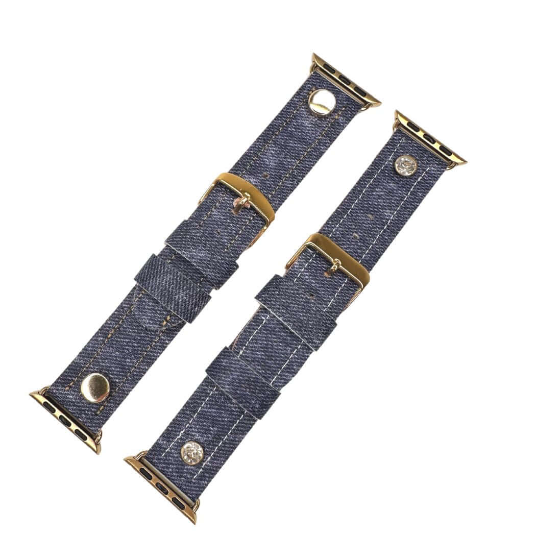 NEW Denim/Gold Apple Watch Band METAL BAND - Casebus Metal Single Row Denim Chain Strap For  main image 2