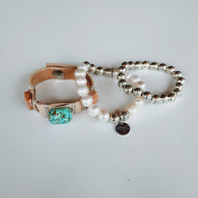 Turquoise & Blush Bracelet Stack Set, Beauty In Stone Jewelry at $150