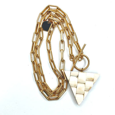 Bone Weave Triangle Pendant Necklace, Beauty In Stone Jewelry at $89