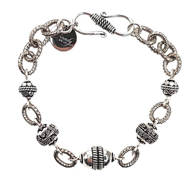 Bali Style Sterling Silver Beaded Bracelet, Beauty In Stone Jewelry at $89
