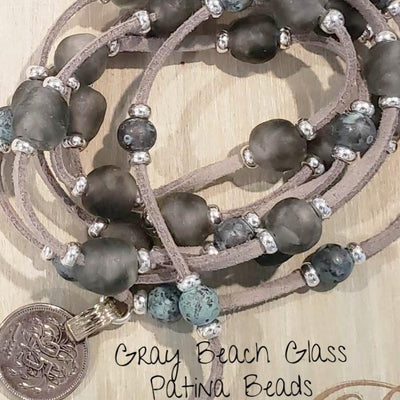 Beach Glass & Patina Lariat Necklace, Beauty In Stone Jewlery at $99