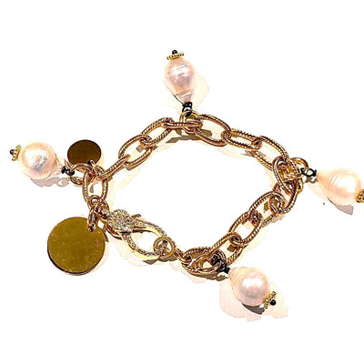 Chain Link Bracelet Gold With Pearls, Beauty In Stone Jewelry at $69
