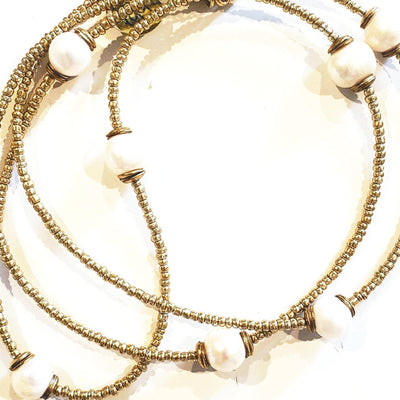 Matte Gold & Pearl Necklace, Beauty In Stone Jewelry at $99
