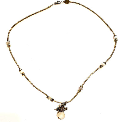 Matte Gold Cluster Drop Necklace, Beauty In Stone Jewelry at $99