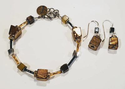 Cube & Hematite Bracelet, Beauty In Stone Jewelry at $65