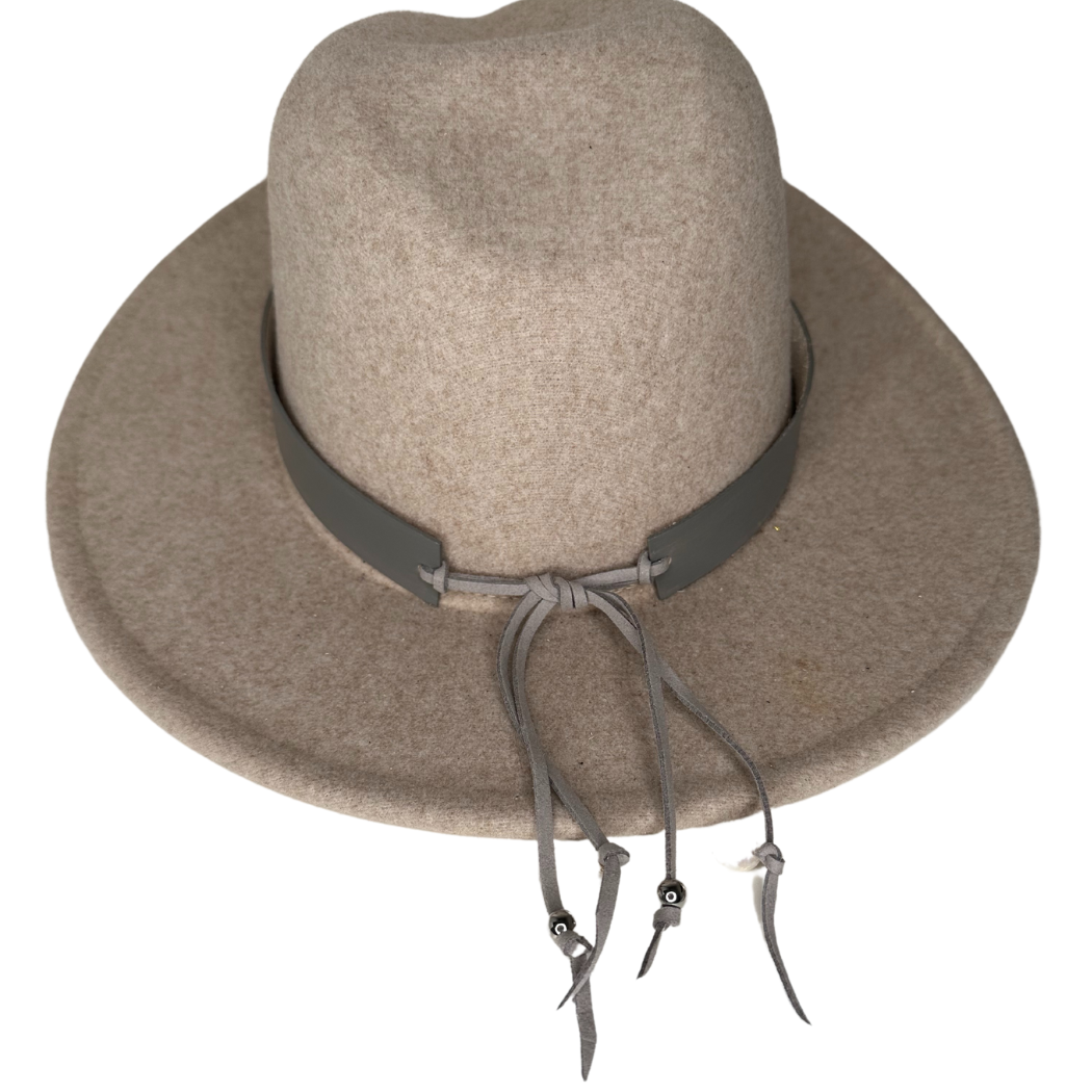 Brown Leather Hat Band Decoration With Flower or Guitar