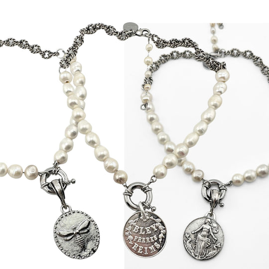 Pearl Necklace With Interchangeable Pendant Choice