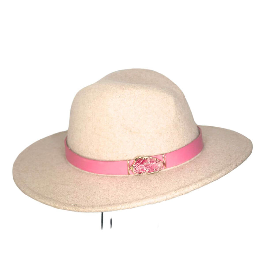 Western Hat Band With Pink Gemstone