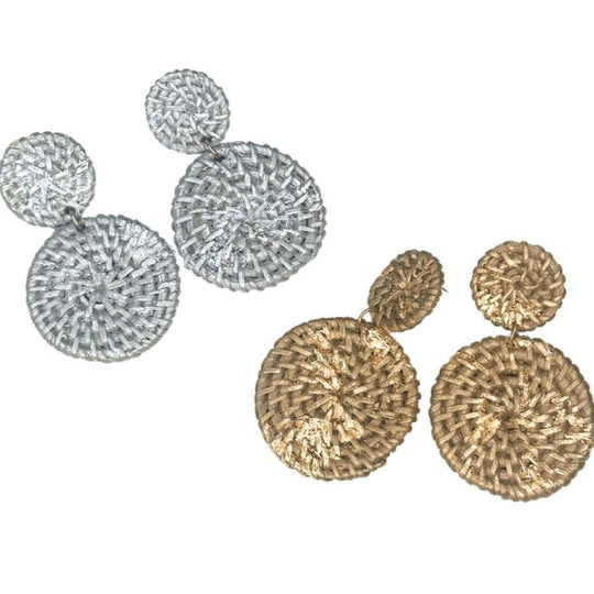 Gold or Silver Leaf Rattan Post Earrings