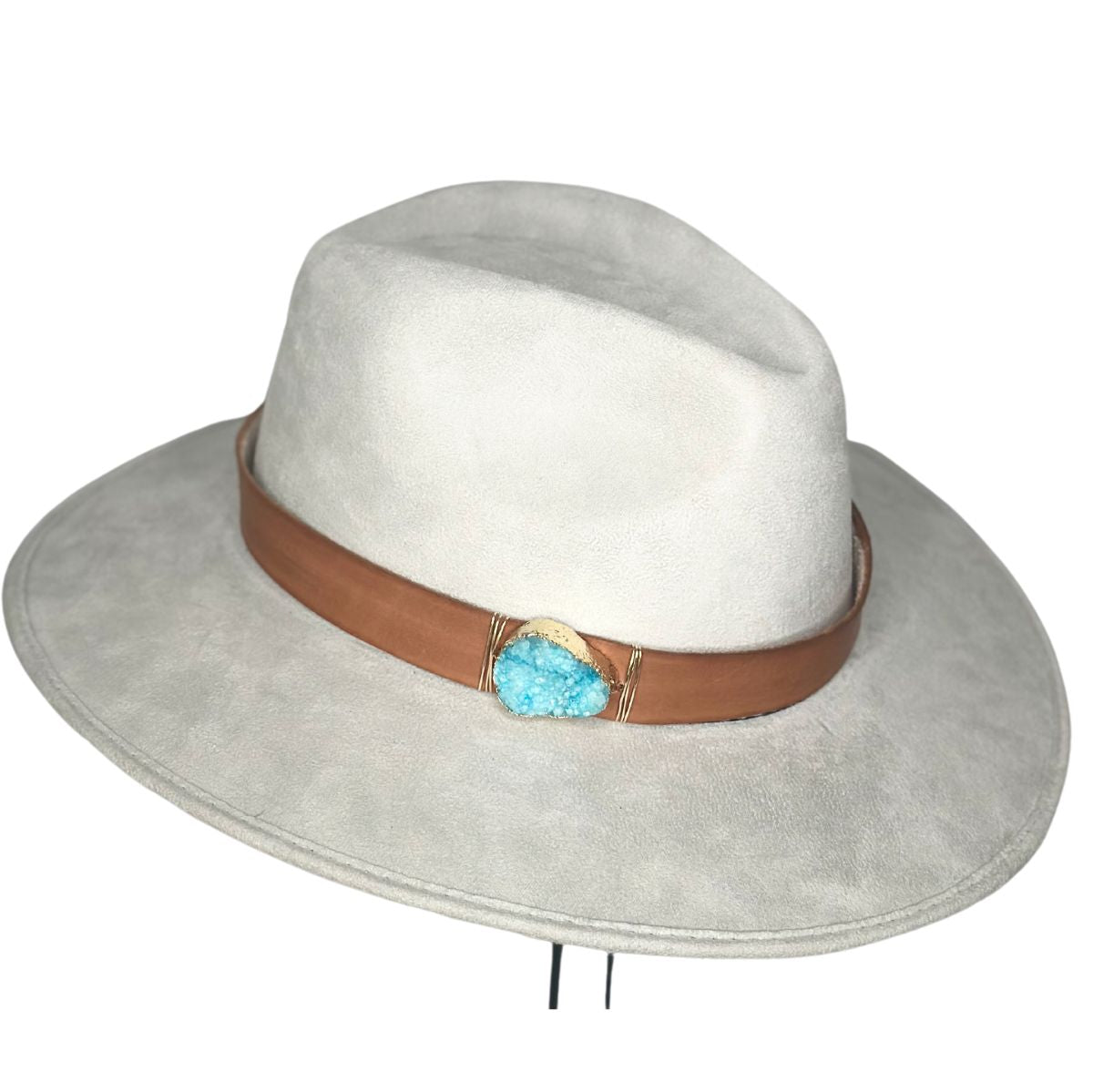 BL Flower Rhinestone Chain Strap Cowboy Hat - Accessories