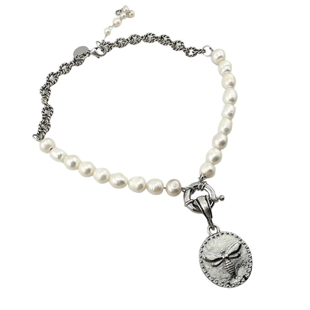 Pearl Necklace With Interchangeable Pendant Choice