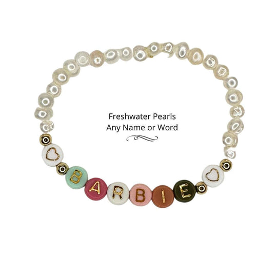 Name or Word Bracelet With Freshwater Pearls