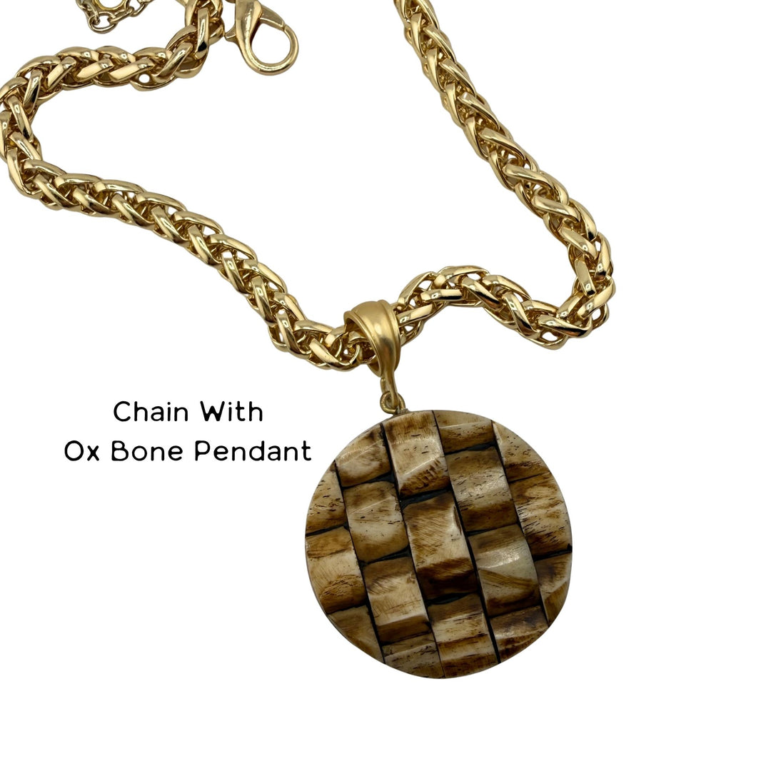 Ox Bone Or Lion Pendant Necklace Interchangeable