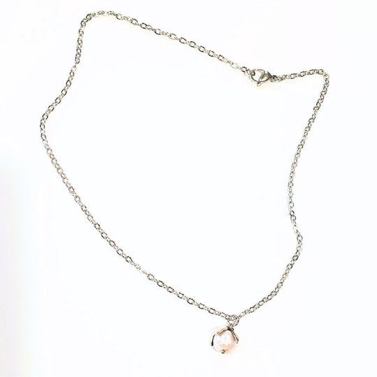 Single Pearl Necklace With Antique Silver Chain