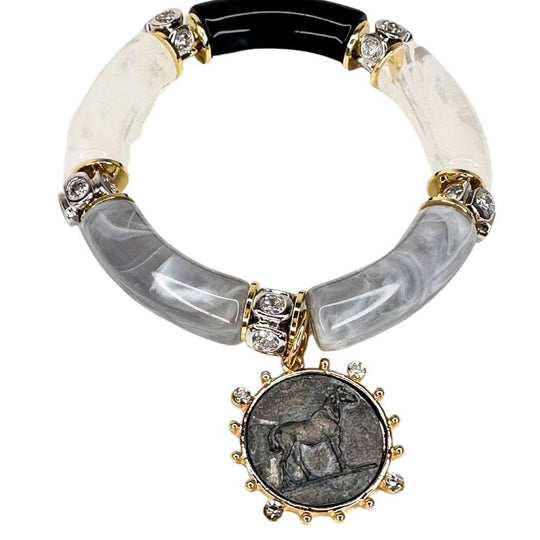 Acrylic Bangle Bracelet With Horse Charm