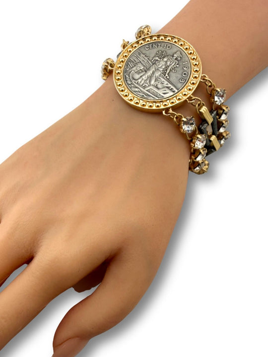Gilded Relic – Artisan Mixed-Metal Coin Bracelet