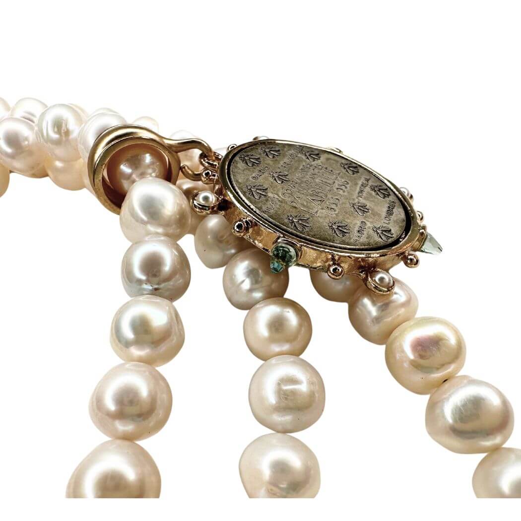 Pearl Necklace With Art Deco Coin