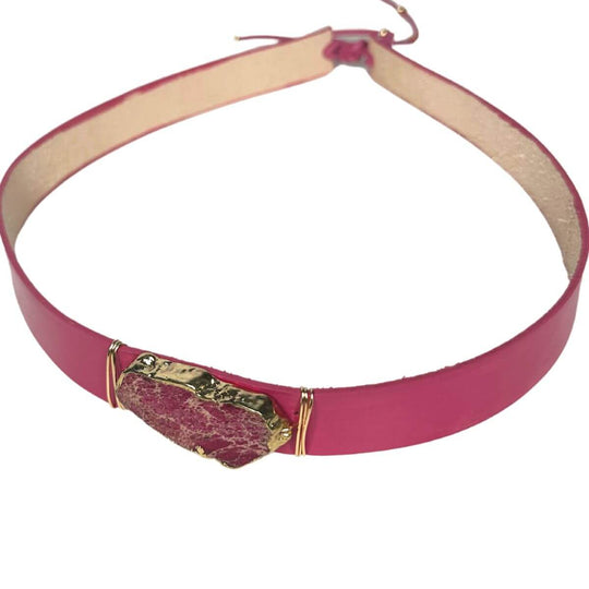 Western Hat Band With Pink Gemstone