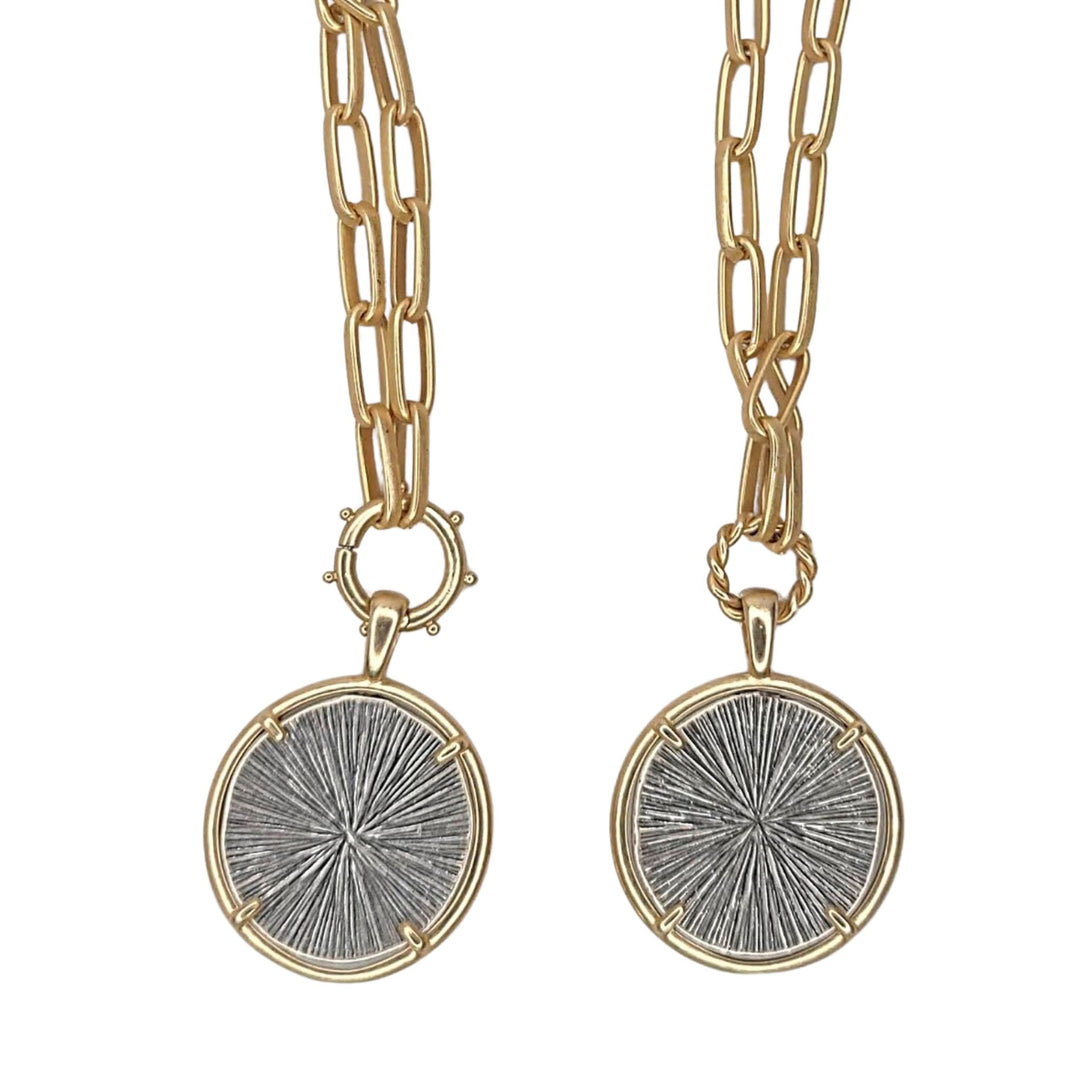 Gold Necklace with Bee or Compass Pendant