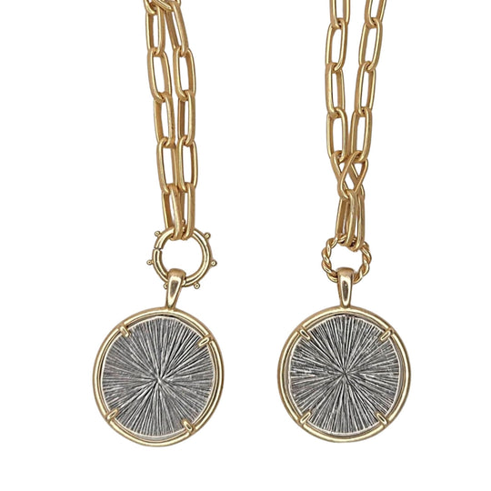 Gold Necklace with Bee or Compass Pendant