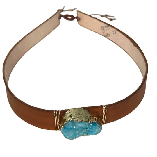 Western Hat Band With Turquoise Druzy