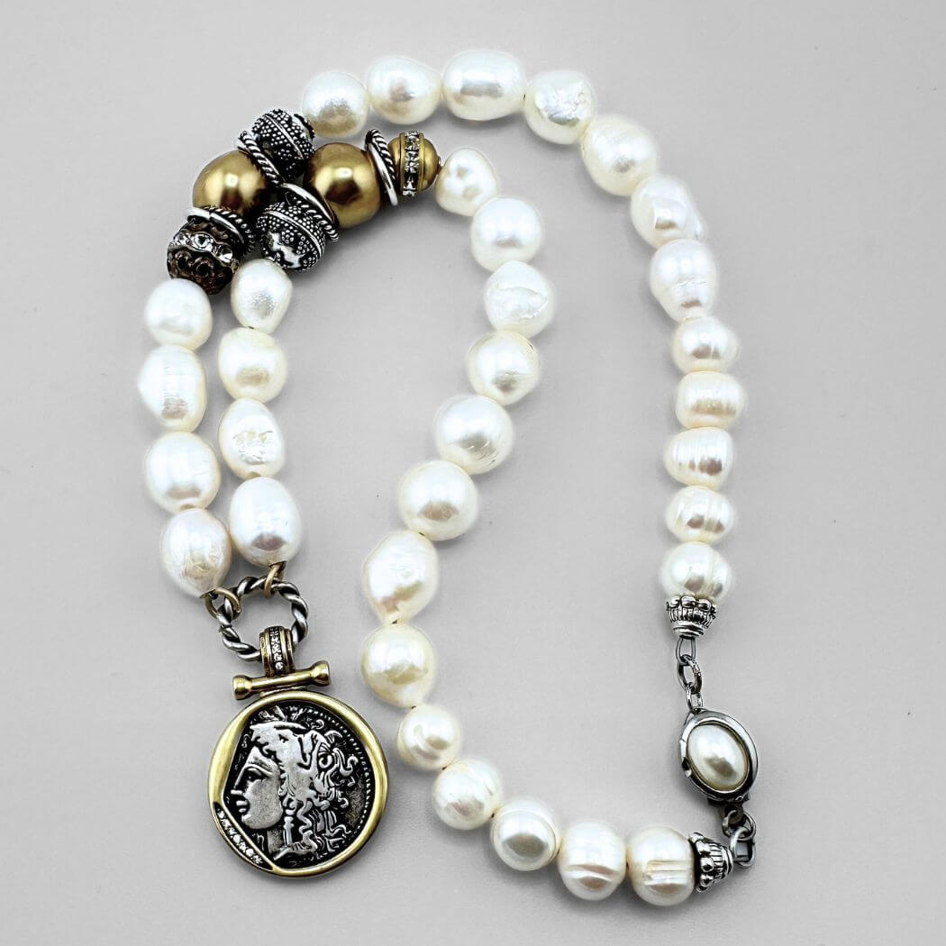 Pearl Necklace With Coin Pendant