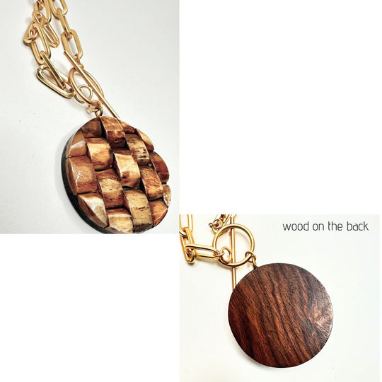 Bone Weave Circle Pendant Necklace