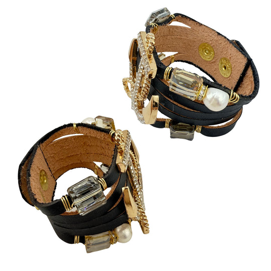 Leather Cuff Bracelet With Anchor