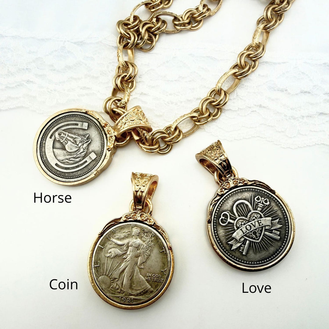 Choose Your Pendant | Two-Tone Horse, Love or Coin Necklace