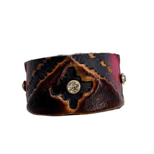 Embossed Leather Cuff Bracelet or Earring