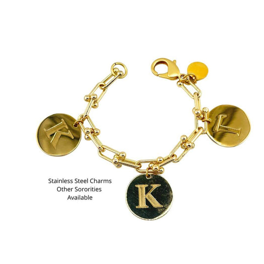 Sorority Chain Bracelet With Greek Letter Engraved Charms