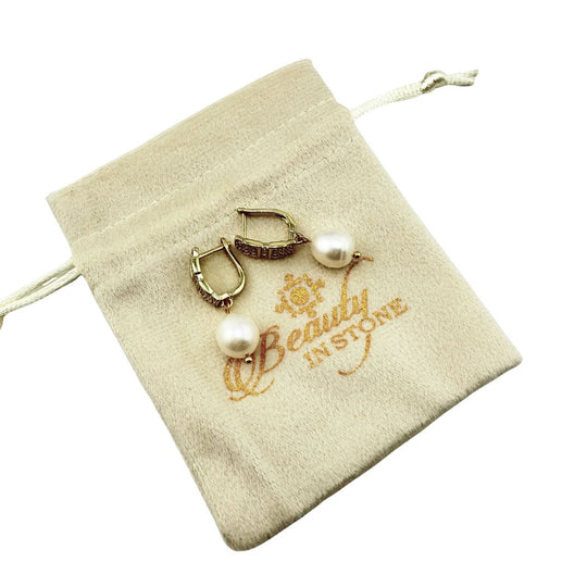 Pearl Earrings With Cubic Zirconia Leverbacks