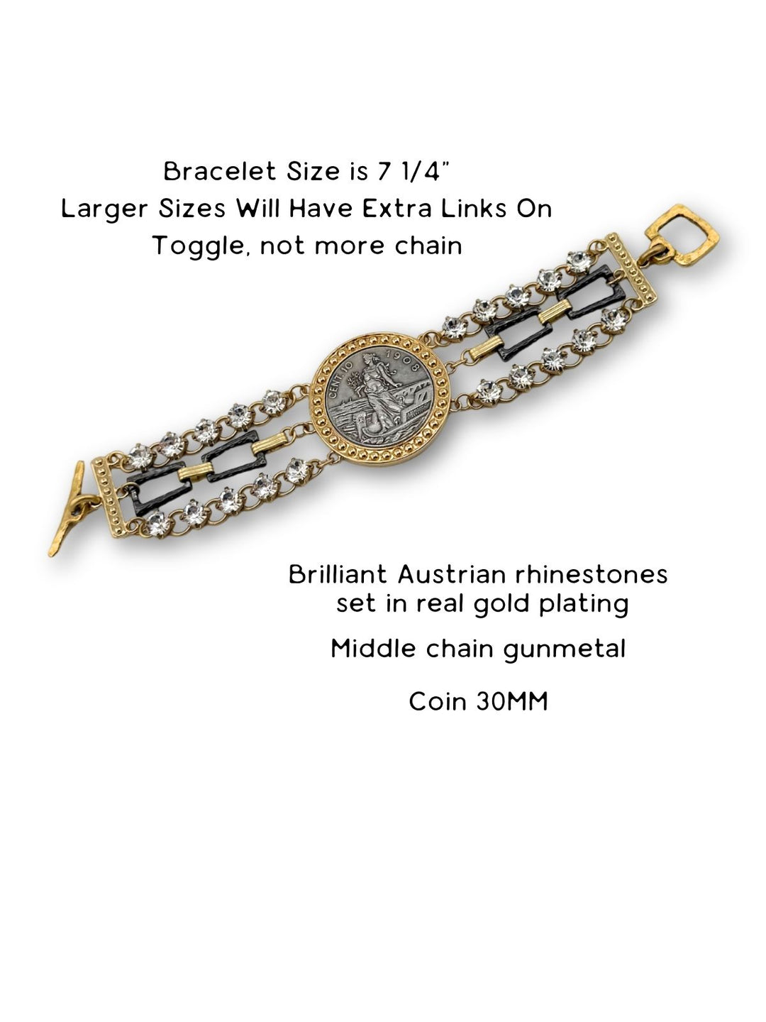 Gilded Relic – Artisan Mixed-Metal Coin Bracelet