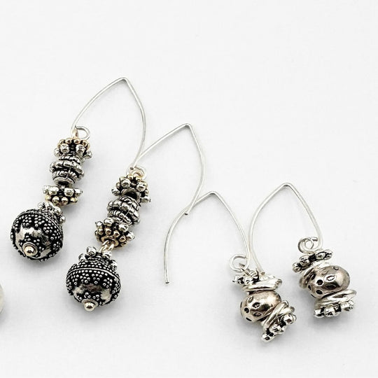 Two tone Bead Drop Earrings