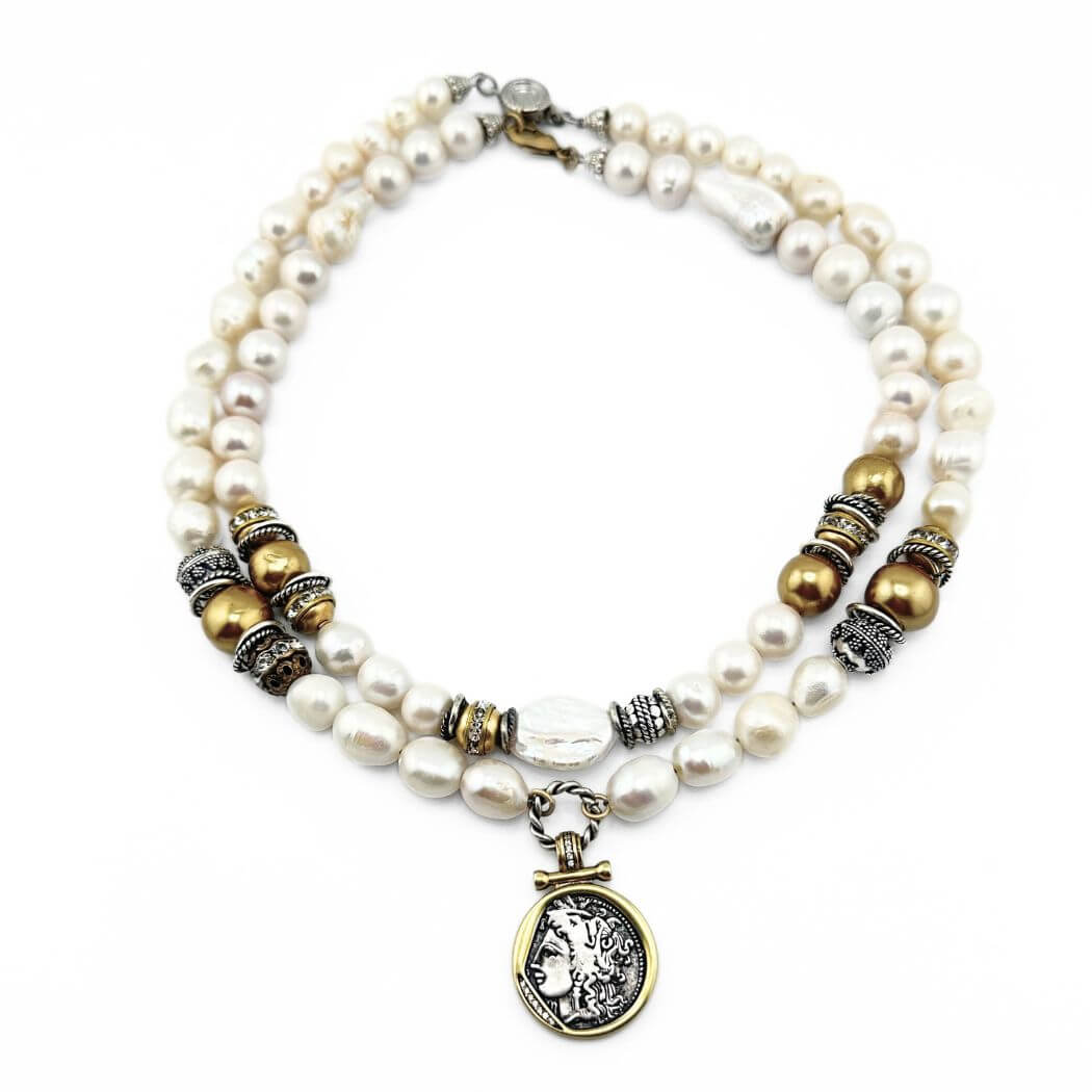 Pearl Necklace With Coin Pendant