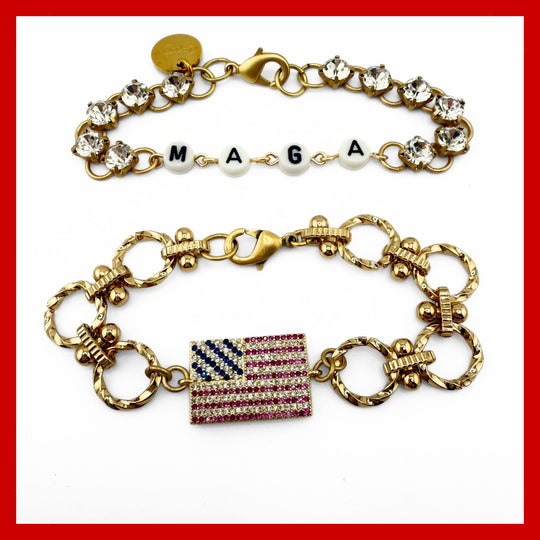 MAGA Crystal Rhinestone Bracelet OR Flag Bracelet