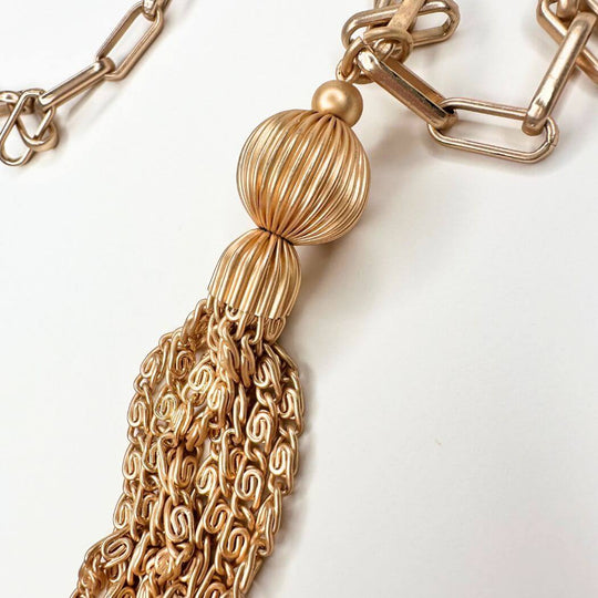 Gold Chain Tassel Necklace