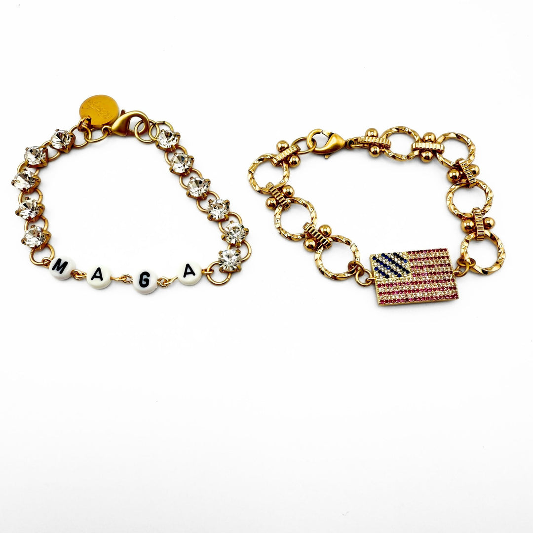MAGA Crystal Rhinestone Bracelet OR Flag Bracelet