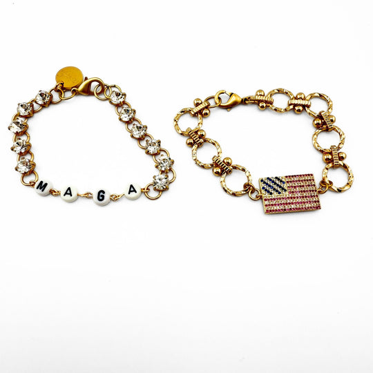 MAGA Crystal Rhinestone Bracelet OR Flag Bracelet
