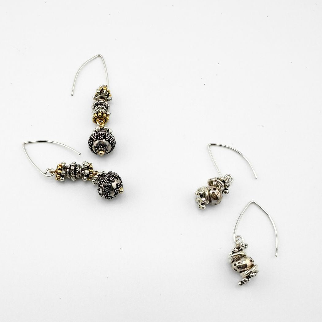 Two tone Bead Drop Earrings