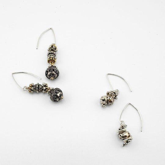 Two tone Bead Drop Earrings