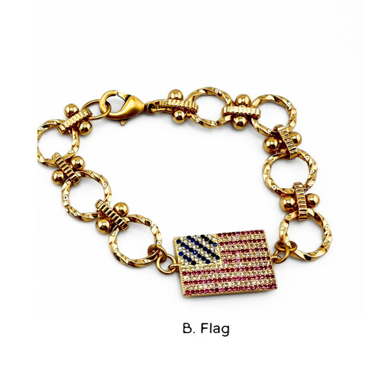 MAGA Crystal Rhinestone Bracelet OR Flag Bracelet