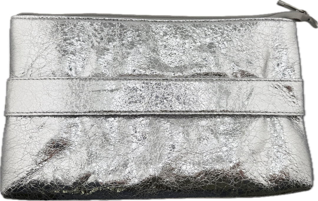 The Perfect Clutch – Crinkled Vegan Leather Handbag with Strap | Gold or Silver
