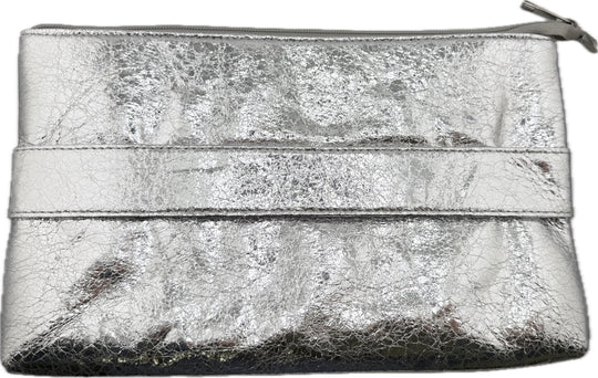 The Perfect Clutch – Crinkled Vegan Leather Handbag with Strap | Gold or Silver