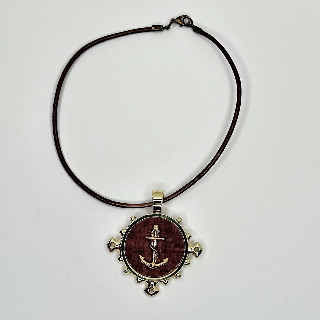 Anchor Pendant Choice On Gold Leather