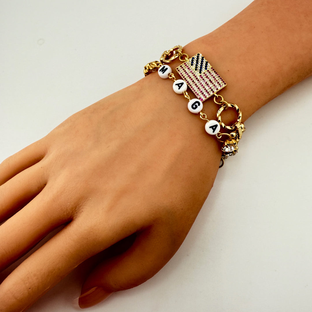 MAGA Crystal Rhinestone Bracelet OR Flag Bracelet