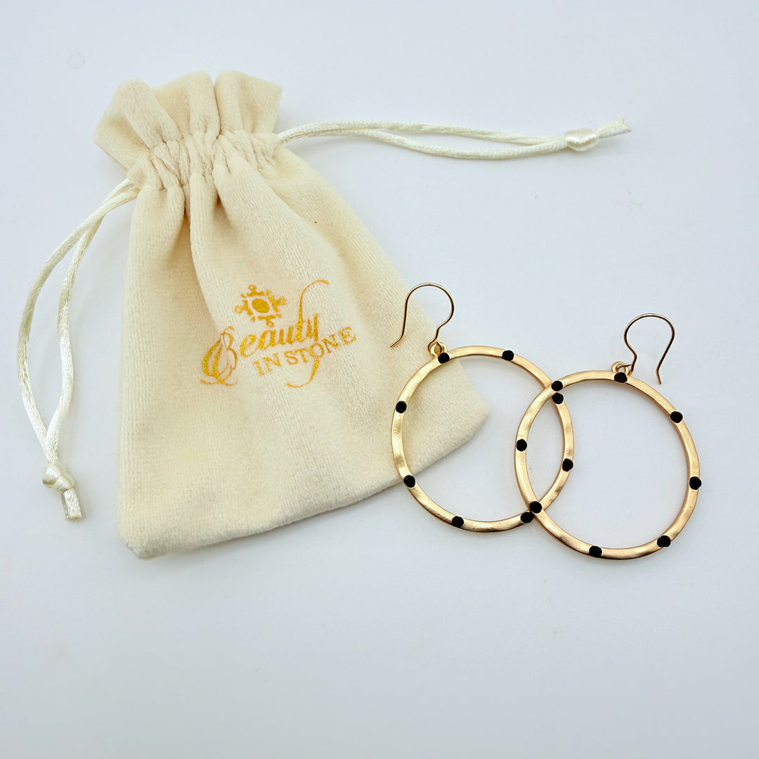 Dotted Hoop Earrings Gold & Black