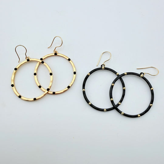 Dotted Hoop Earrings Gold & Black