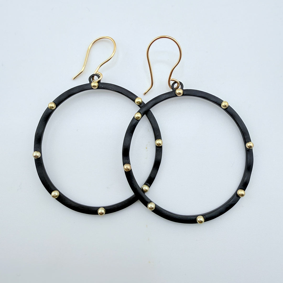 Dotted Hoop Earrings Gold & Black