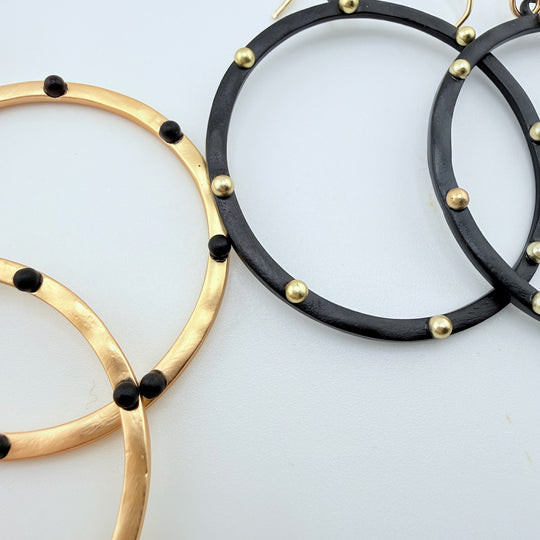 Dotted Hoop Earrings Gold & Black